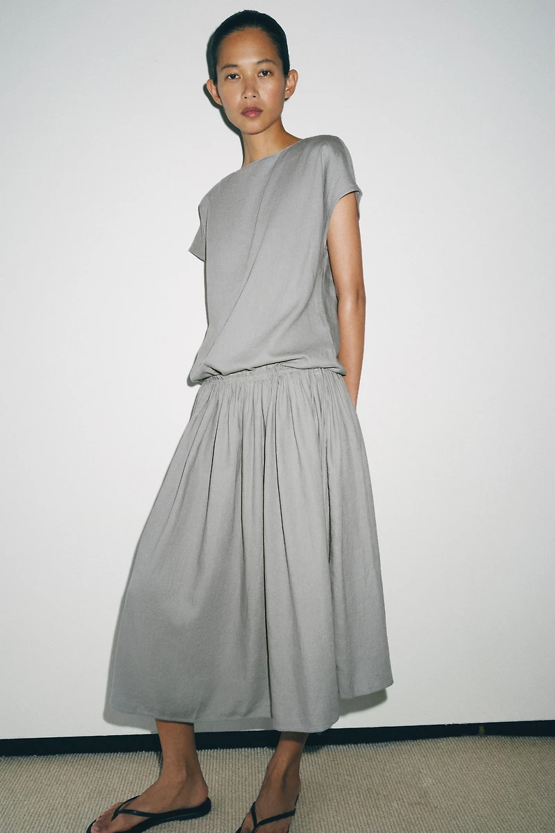 ZW COLLECTION LINEN BLEND MIDI DRESS