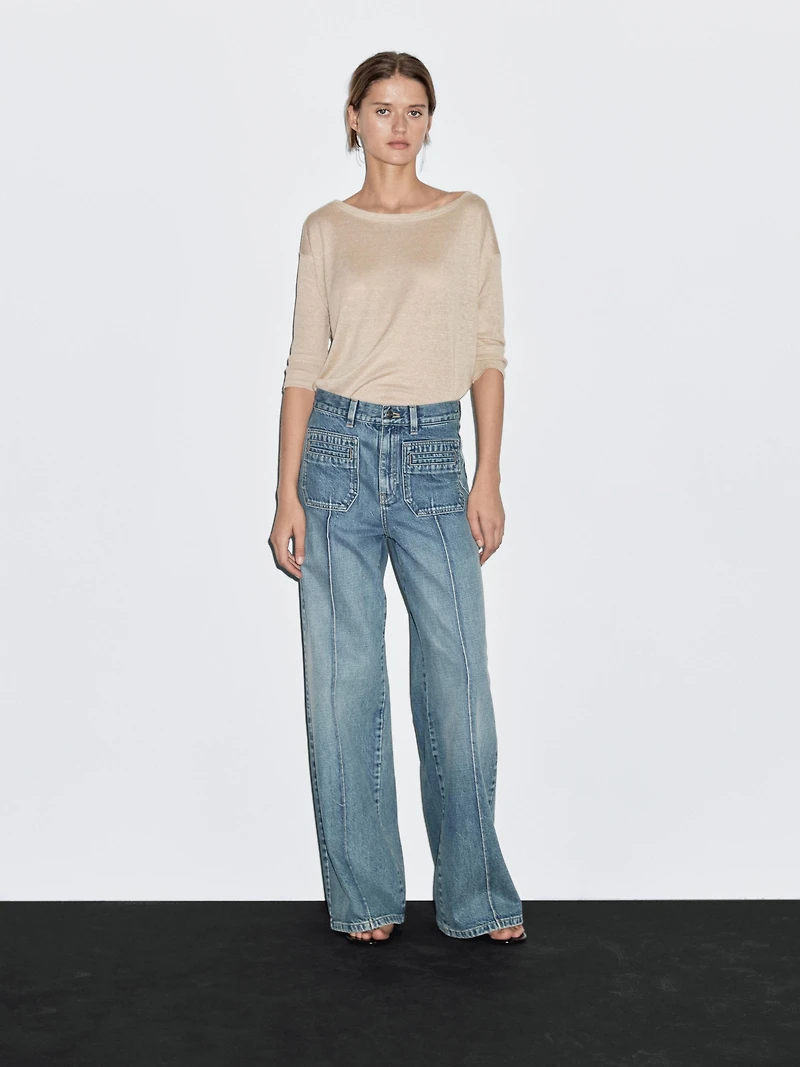 Mid-rise wide-leg jeans