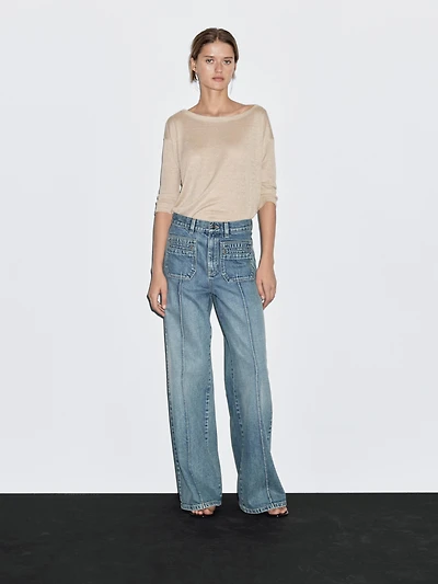 Mid-rise wide-leg jeans
