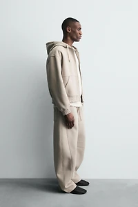 NEOPRENE EFFECT HOODIE SWEATSHIRT WITH ZIPPER