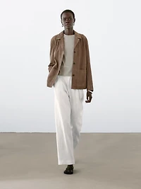 Blazer fluide en cuir finition daim