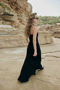COMBINATION KNIT HALTER DRESS
