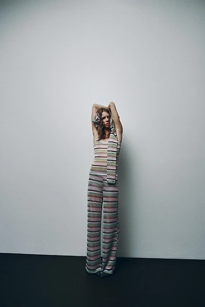 METALLIC THREAD STRIPED TOP