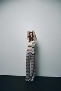 METALLIC THREAD STRIPED TOP