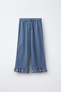 JUPE-CULOTTE VOLANT FLEURS BRODÉES