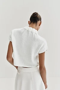 GATHERED NECK KNIT TOP
