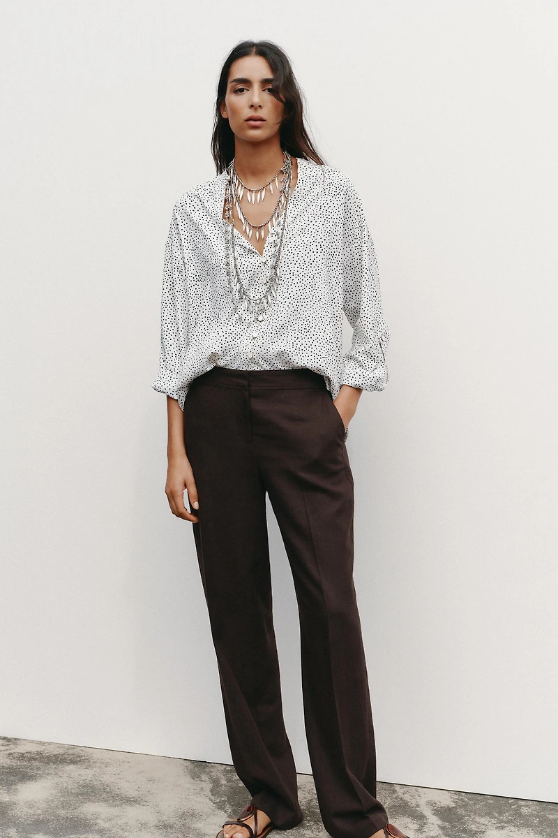 POLKA DOT TAB SLEEVE SHIRT