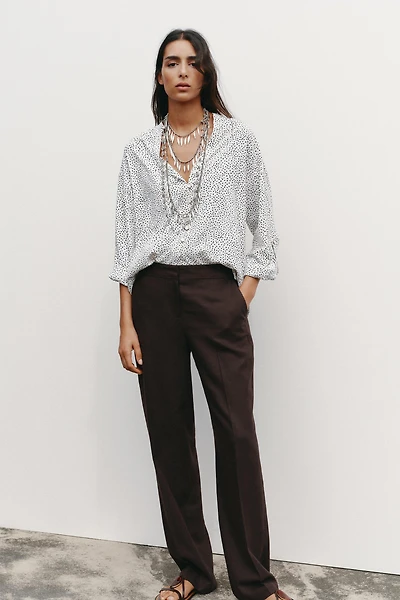 POLKA DOT TAB SLEEVE SHIRT