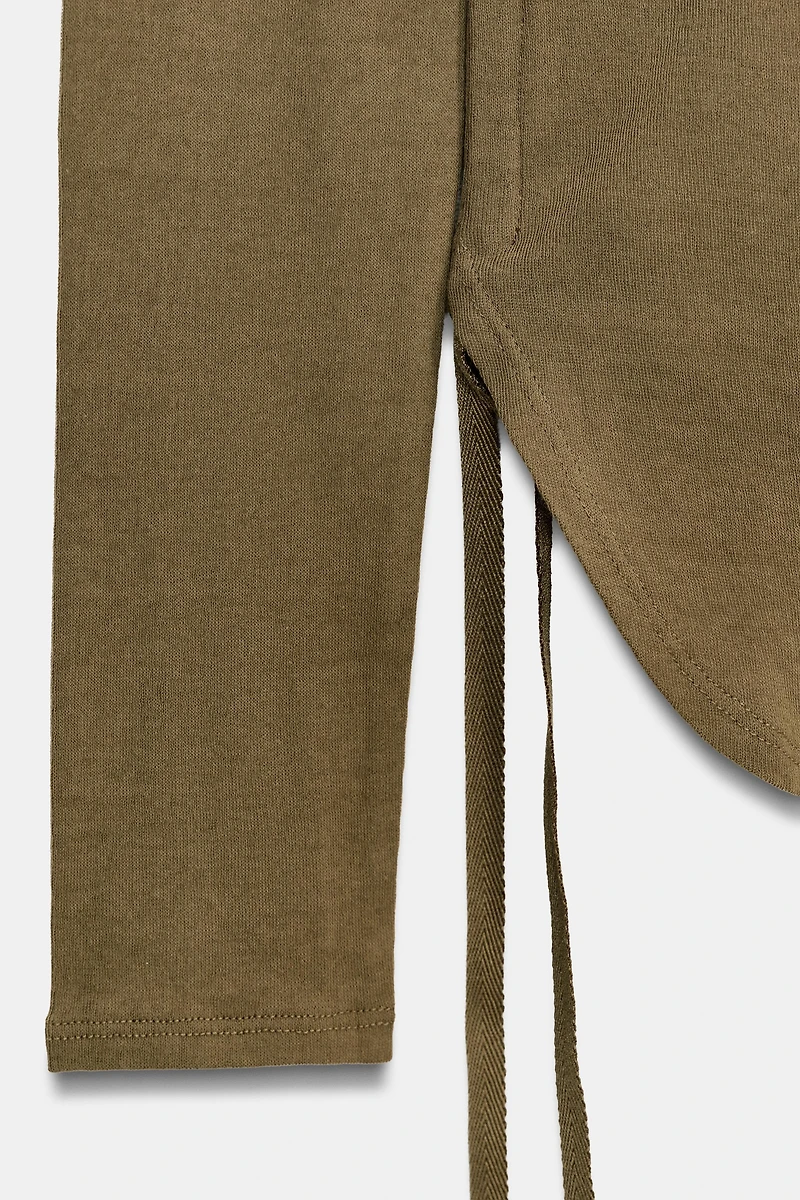 RUSTIC T-SHIRT WITH DRAWSTRINGS