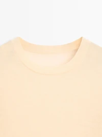 100% wool short sleeve fine knit sweater - STUDIO