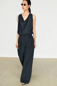 Melange linen suit pants