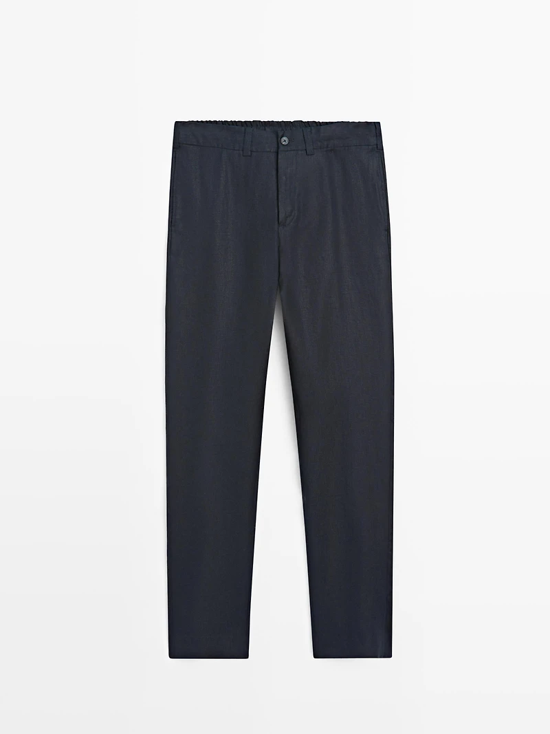 100% linen trousers with elasticated waist
