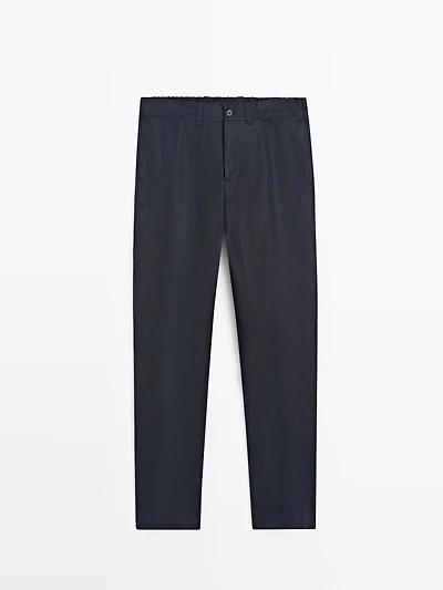 100% linen trousers with elasticated waist