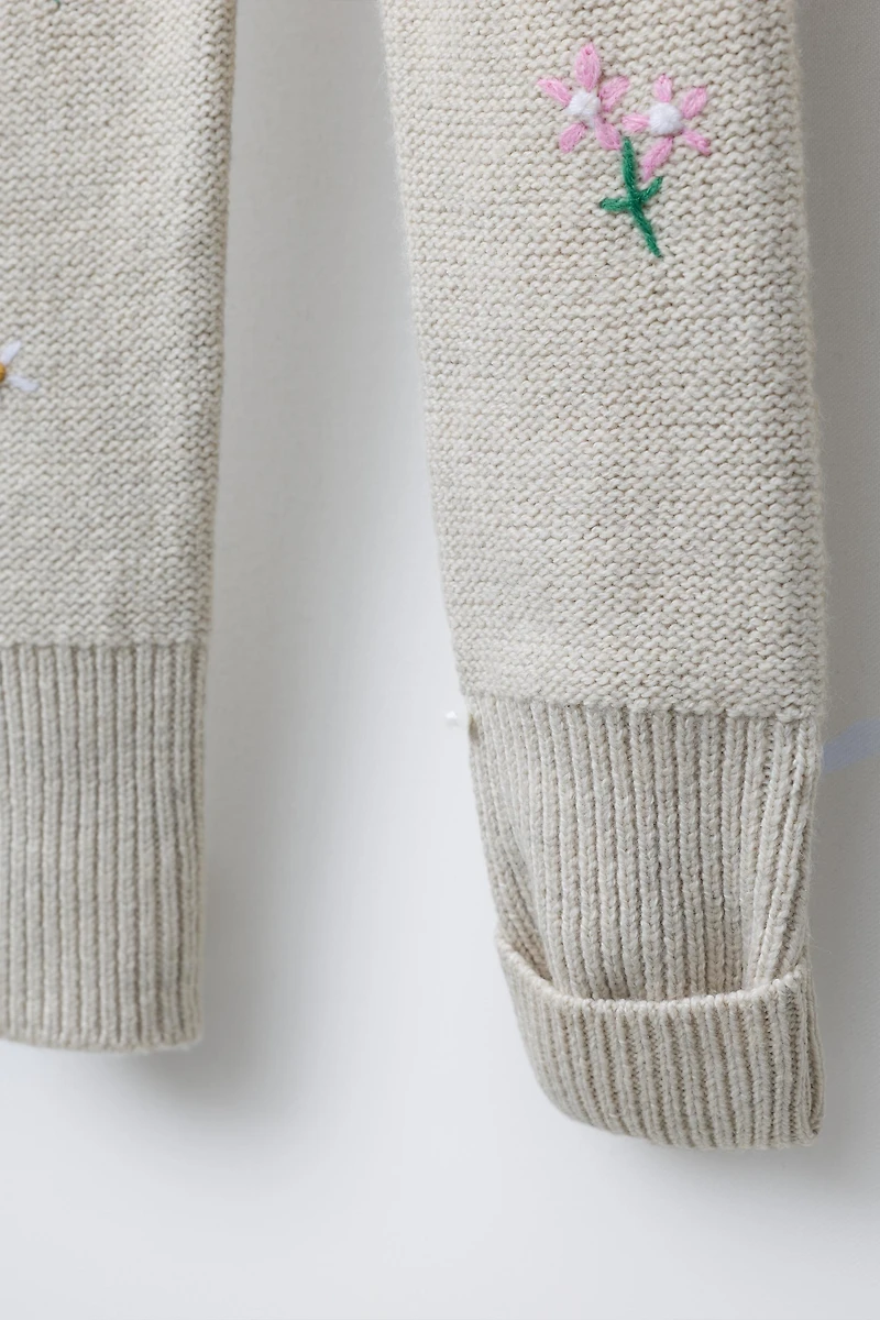 EMBROIDERED FLORAL KNIT JUMPSUIT