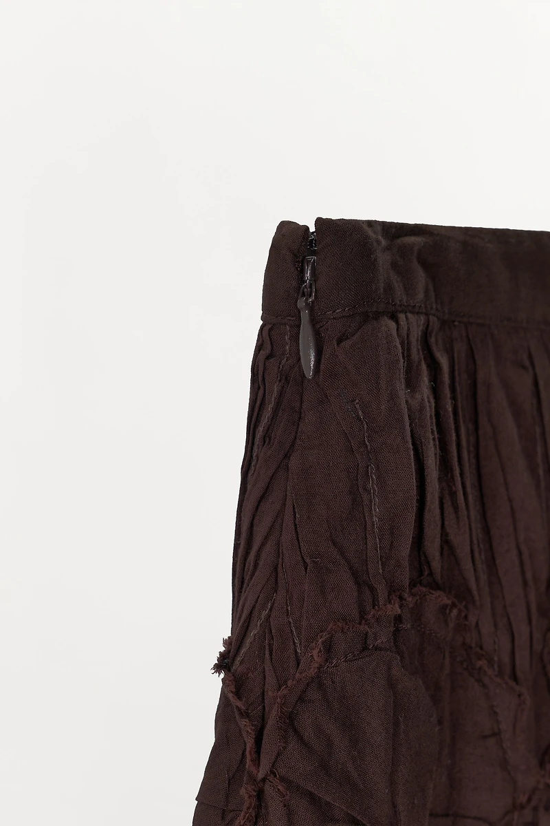 PLEATED CROCHET BLOOMER PANTS