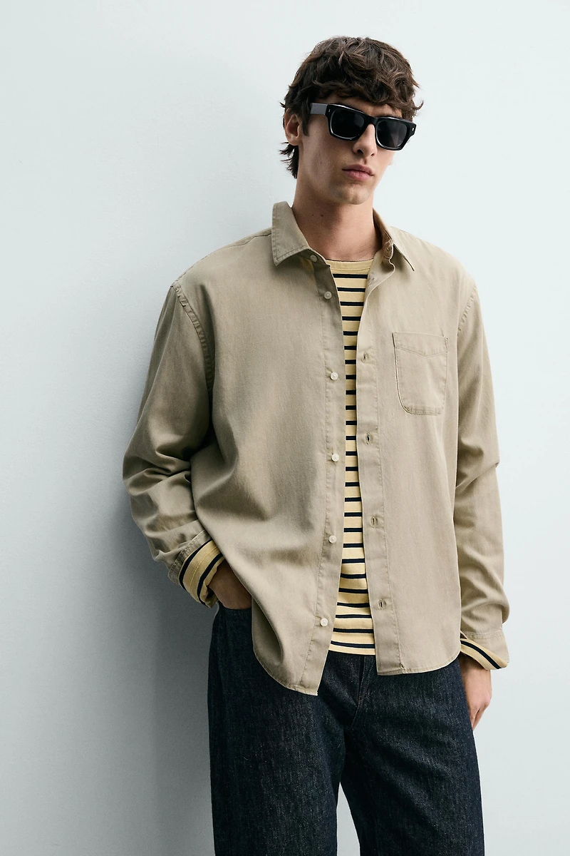 REGULAR FIT LYOCELL - COTTON SHIRT