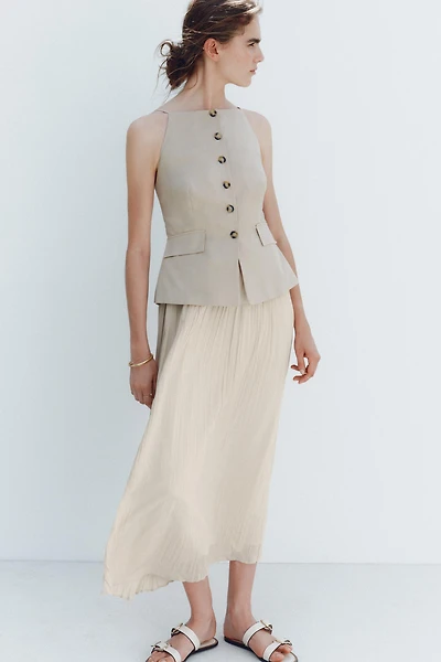 ROBE MIDI GILET JUPE PLISSÉE
