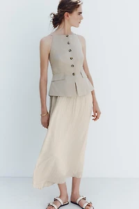 PLEATED SKIRT MIDI WAISTCOAT DRESS