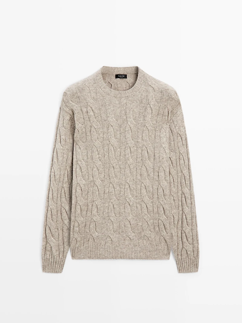 Cable-knit wool blend sweater