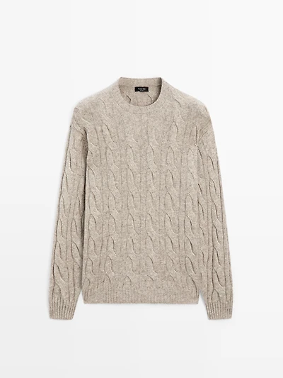 Cable-knit wool blend sweater