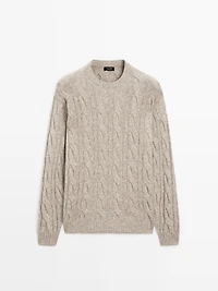 Cable-knit wool blend sweater