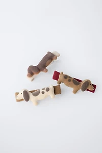PACK OF THREE BARRETTE DOGS FLOCK