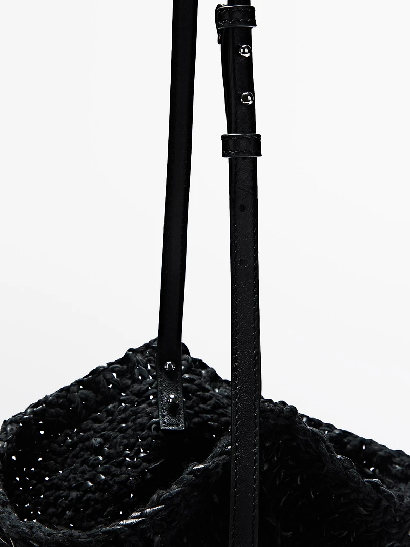 Mid-size crochet knit leather bag - LIMITED