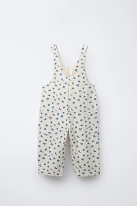FLORAL TWILL LONG OVERALLS