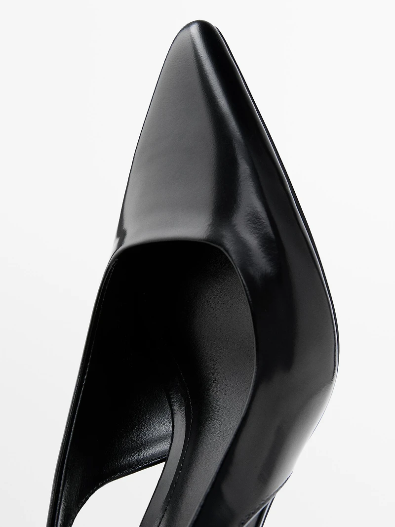 Leather high-heel mules