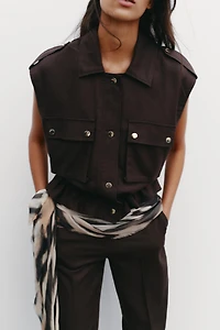 GILET CARGO AVEC LIN