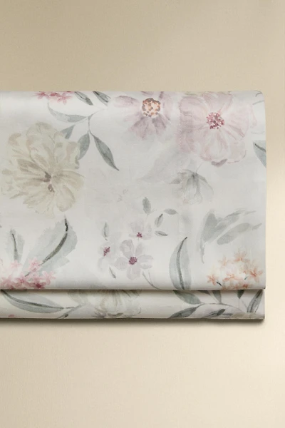 DRAP DE DESSUS SATIN FLEURI