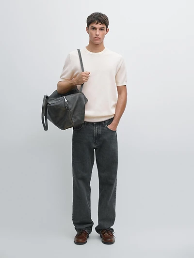 Textured knit short sleeve T-shirt