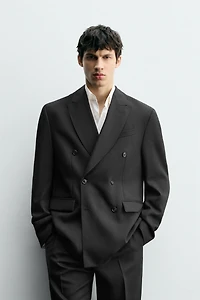 100% WOOL DOUBLE BREASTED SUIT BLAZER