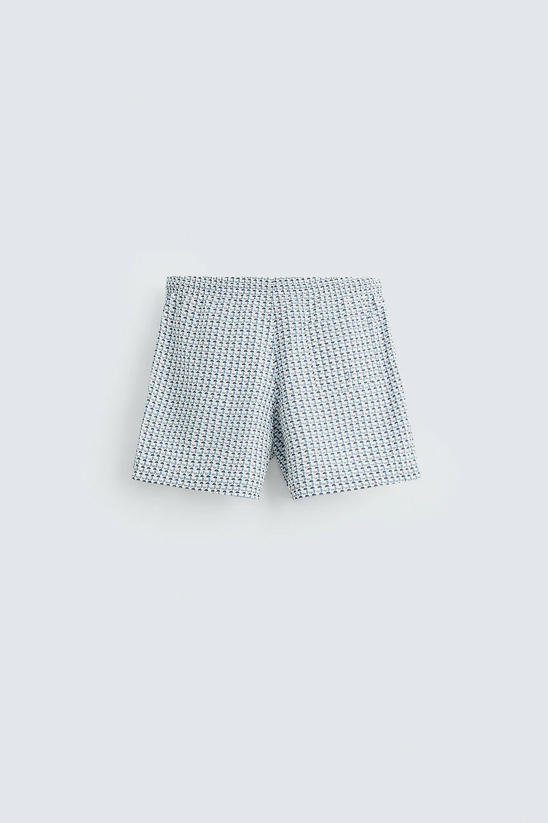 MAILLOT DE BAIN SEMI-LONG À IMPRIMÉ GÉOMÉTRIQUE