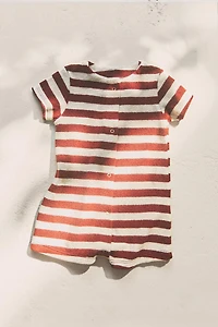 BABY STRIPED TERRY FOOTED ROMPER