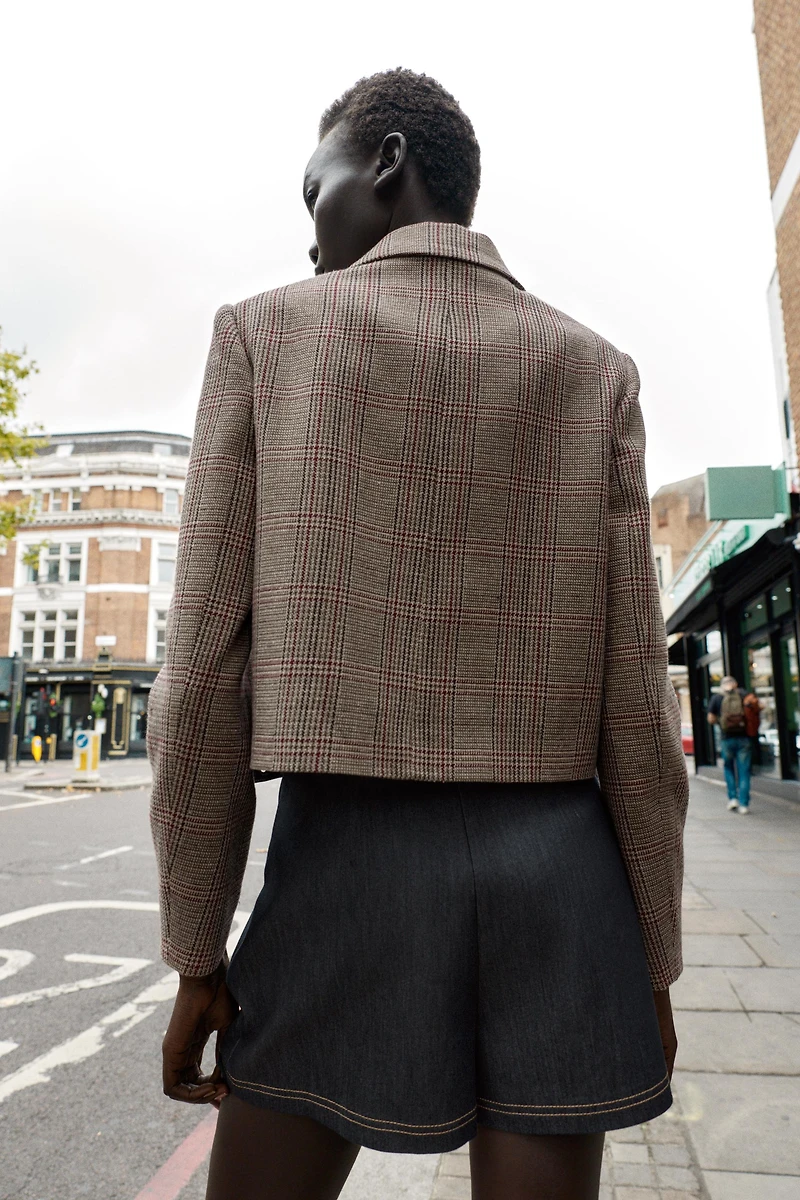 HOUNDSTOOTH CROPPED BLAZER