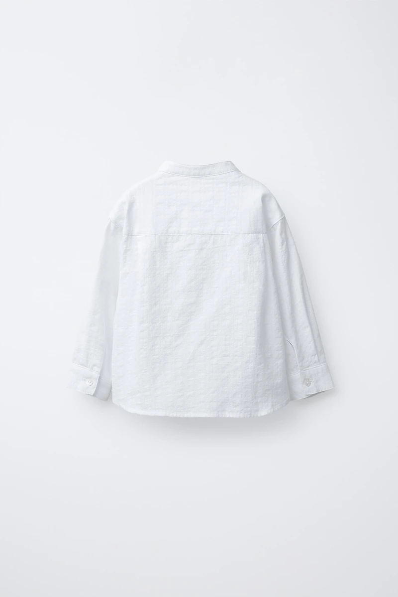 TEXTURED MANDARIN COLLAR SHIRT