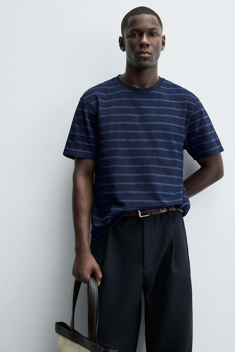 T-SHIRT JACQUARD RAYURES