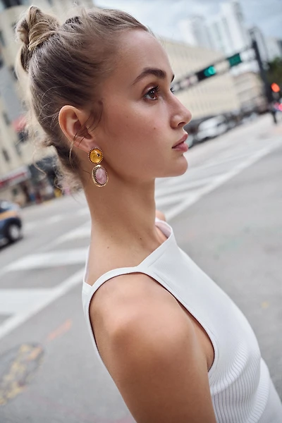 STONE SHAPE EARRINGS