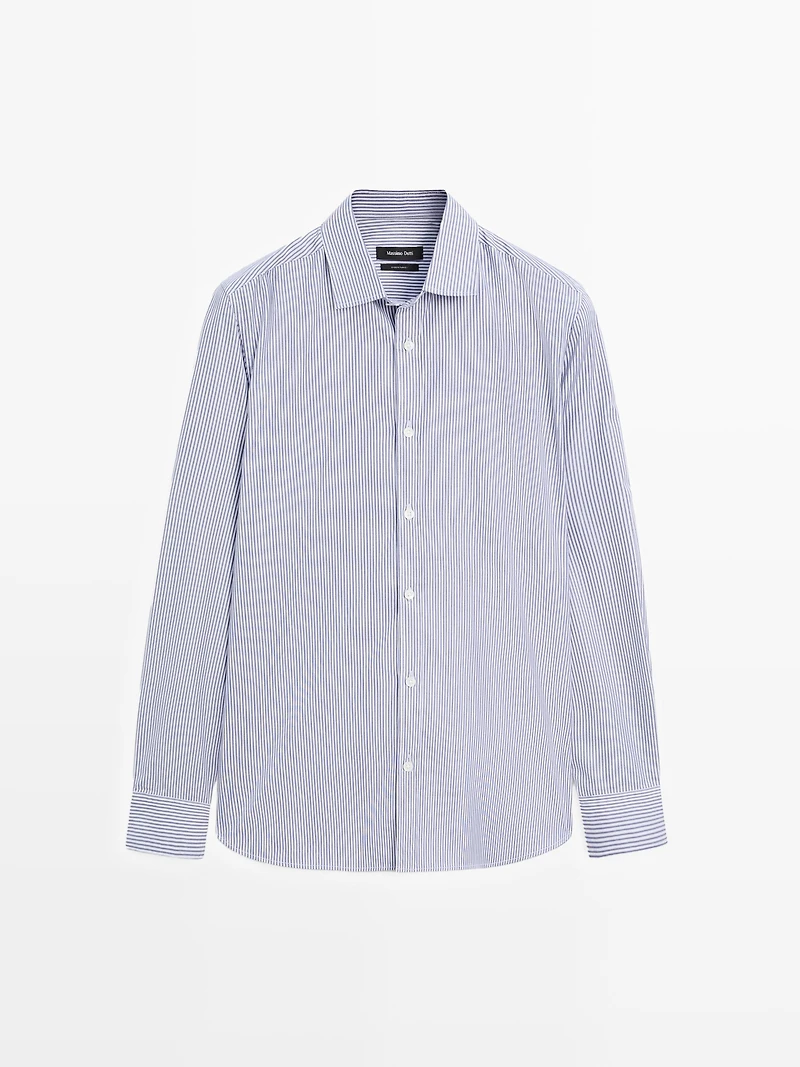 Chemise regular en popeline à rayures