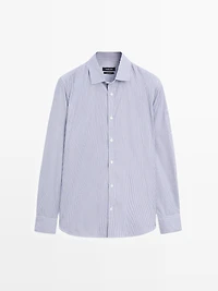 Chemise regular en popeline à rayures