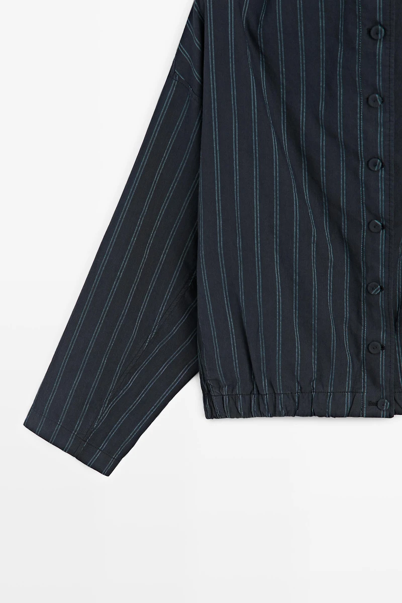 Striped high neck bomber jacket