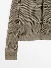 Mercerised cotton cardigan with horn button detail