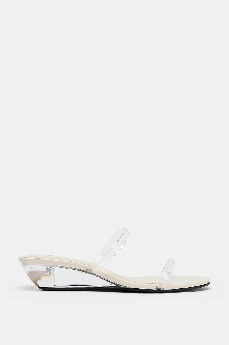 VINYL WEDGE SANDALS