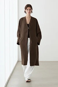 100% linen trench coat