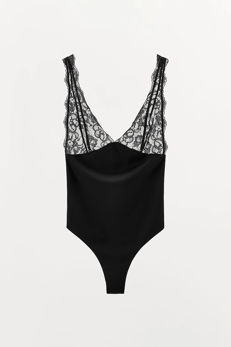 COMBINATION POLYAMIDE LACE BODYSUIT