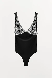 COMBINATION POLYAMIDE LACE BODYSUIT