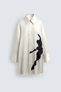 100% SILK PETER PAN PRINT SHIRT HARRY LAMBERT FOR ZARA X DISNEY