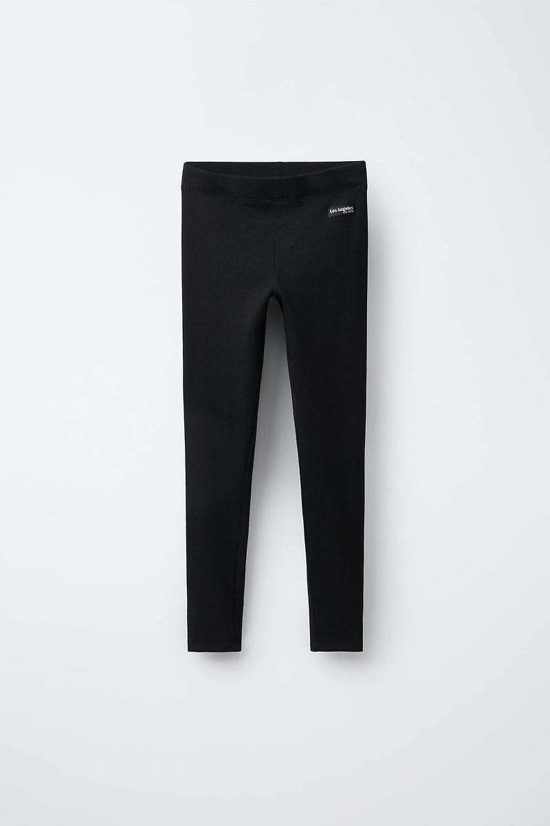 RIBBED LEGGINGS WITH LABEL