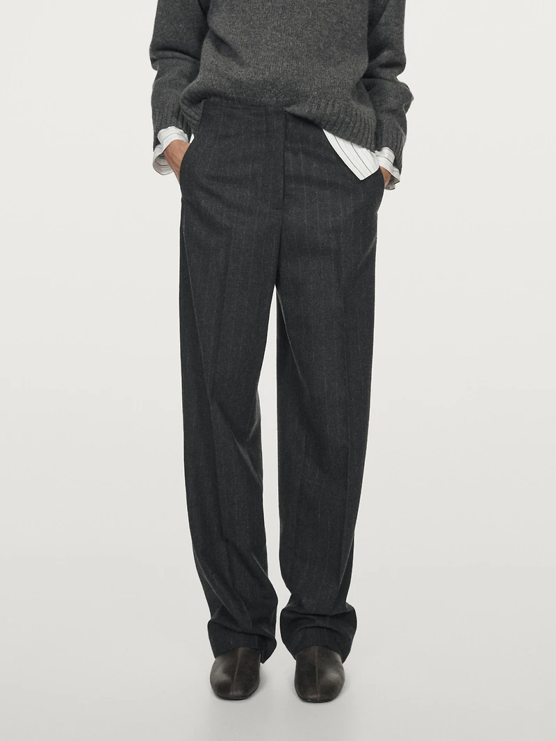 Striped wool blend trousers